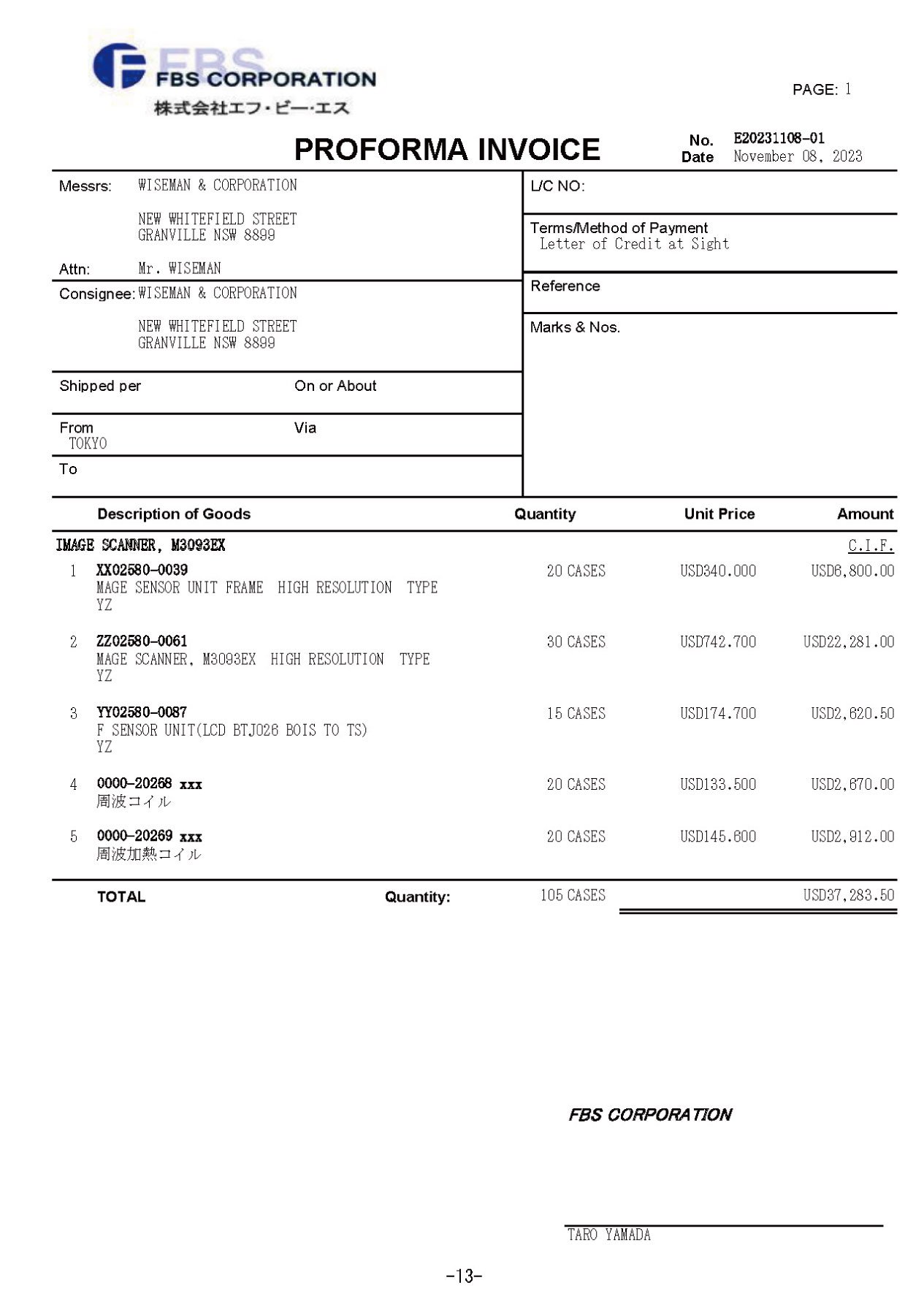 Proforma Invoice